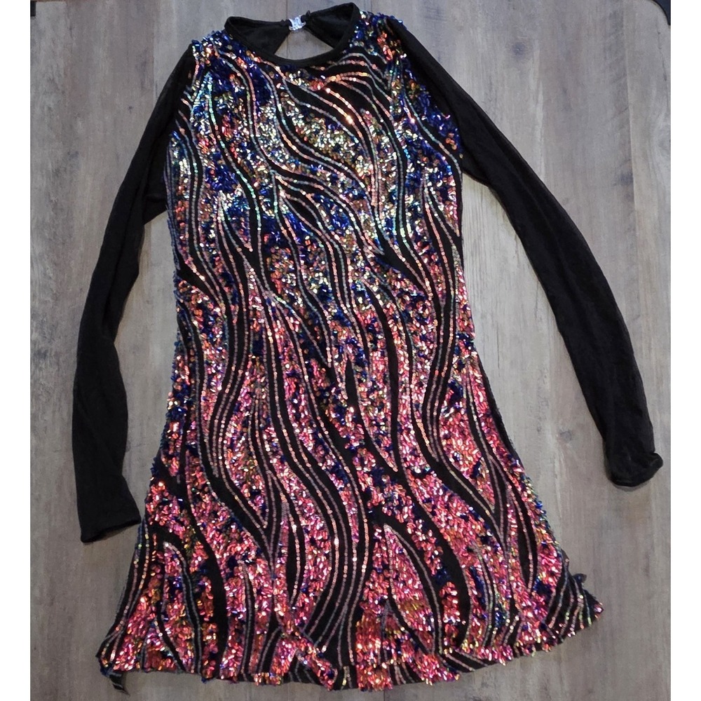 A Wish Come True Light It Up Gymnastic Leotard LA Large Adult Multi LS RN 84986